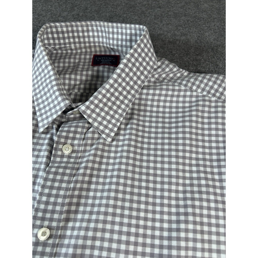 UNTUCKit Men's‎ Long Sleeve Button-Up XXL Gray Plaid Cotton